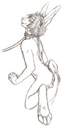 1boy anthro ass collar fur furry lagomorph leash male male_only nude piercing rabbit solo speed_(artist)