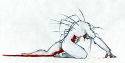 amputee anthro bleeding blood chris_goodwin color gore male male_only nude paf porcupine rodent side_view solo