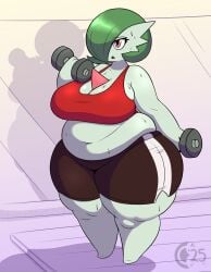 bbw big_breasts breasts_out chocend cleavage female furry gardevoir huge_breasts overweight pokemon pokemon_(species) thick_thighs wide_hips