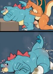 anal ass balls charizard chubby cock cum cum_in_ass dirty_socks doggy_style fat feraligatr gay male/male overweight pokemon smelly_socks