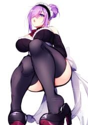 big_boobs big_breast big_breasts dirtykuro foxykuro hair_covering_eye hair_covering_one_eye hair_over_eye hair_over_one_eye hair_over_one_eyes heels high_heels kuro_(foxykuro) large_breast large_breasts maid maid_cap maid_dress maid_outfit maid_uniform purple_eyes purple_hair