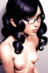 1girls ai_generated black_hair brown_eyes curly_hair female female_only glasses light-skinned_female light_skin nai_diffusion naked_glasses nipples parahumans skitter small_breasts stable_diffusion taylor_hebert weaver wildbow