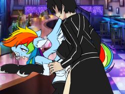 asukamemeramongola crossover fanart kirito loquendo my_little_pony rainbow_dash_(mlp) residents96 straight_hair sword_art_online vaginal_penetration