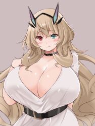 1girls 2022 barghest_(gawain)_(fate) big_breasts blonde_hair blush breasts choker cleavage fate/grand_order fate_(series) female female_focus heterochromia huge_breasts kurocaze large_breasts long_hair looking_at_viewer solo solo_female solo_focus top_heavy