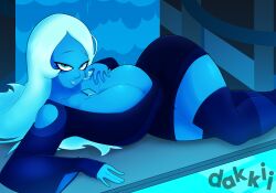 1girls 2022 artist_name blue_diamond_(steven_universe) blue_skin cartoon_network clothed clothing dakkii diamond_authority gem_(species) looking_at_viewer steven_universe tagme white_hair