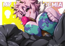 1boy 1girls 1monster :p absurd_res big_breasts big_penis black_body black_sclera breasts censored clothed_titjob happy hero_outfit_(mha) high_resolution horns horny huge_breasts konakona mina_ashido mosaic_censoring muscular_male my_hero_academia nipple_bulge nomu paizuri penis pink_body pink_hair pink_skin protagonistsub_antagonistdom short_hair side_view titjob yellow_eyes