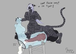 1futa anthro artist_gamal balls big_balls big_penis bodily_fluids breeding_mount breeding_mount_use cum cum_inside dialogue felid furry futa_only futanari genital_fluids genitals herm hi_res huge_balls huge_cock hyper hyper_balls hyper_genitalia hyper_penis imminent_ejaculation imminent_orgasm intersex inverted_nipples mammal masturbation nipples pantherine penis solo taur thi'har tiger