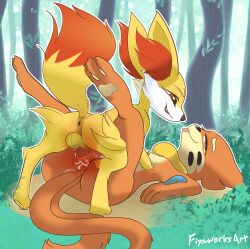 absurd_res balls bodily_fluids buizel canid canine cum cum_in_ass cum_inside cum_while_penetrated duo fennekin feral fiyawerks fox generation_4_pokemon generation_6_pokemon genital_fluids genitals hi_res joey(joseph_luis_portillo_iii) knot male male/male mammal nintendo penetration pirate(joseph_luis_portillo_iii) pokemon pokemon_(species) video_games