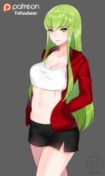 1girls breasts c.c. cleavage code_geass female green_hair solo tofuubear