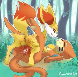 absurd_res balls bodily_fluids buizel canid canine cum cum_in_ass cum_inside cum_while_penetrated duo fennekin feral fiyawerks fox generation_4_pokemon generation_6_pokemon genital_fluids genitals hi_res joey(joseph_luis_portillo_iii) knot male male/male mammal nintendo penetration pirate(joseph_luis_portillo_iii) pokemon pokemon_(species) video_games