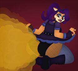 absurd_res activision anthro ass clothing crash_(series) crash_team_racing_nitro-fueled dress evil_coco fart fart_cloud fart_fetish farthicc_raver female fishnet goth hair hi_res long_hair purple_hair solo thick_thighs video_games