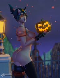 3d ass breasts halloween itsvanillatime kiriko_(overwatch) overwatch overwatch_2 pumpkin