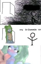 :>= :3 big_penis blowjob completely_nude goo_creature goo_girl grabbing gunmin_(huesosdry) happy happy_sex huesosdry job meme omg_hi! original_character slime_girl