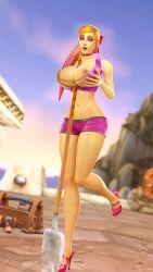 1girls 3d alliance_(warcraft) alliance_symbol athletic_female bimbo blizzard_entertainment blonde_hair breast_squeeze choker high_heels holly_flaire_(valkyrien) huge_breasts human human_(world_of_warcraft) light-skinned_female light_skin looking_at_viewer nipple_chain nipple_piercing original_character pink_lipstick solo valkyrien warcraft world_of_warcraft