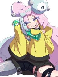 1girls bellibolt blue_and_pink_hair dildo eye_contact fancy_shmancy_hair_clips female female_only gym_leader hair_ornament hanya_(hanya_yashiki) iono_(pokemon) long_hair looking_at_viewer nintendo pokemon pokemon_sv sex_toy sharp_teeth solo twintails two_tone_hair