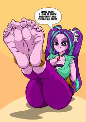 1girls ankles_tied aria_blaze arms_behind_back art-2u ass barefoot big_breasts bondage breasts cleavage english_text equestria_girls feet female female_only femsub foot_fetish friendship_is_magic gem hands_tied hasbro hi_res highres imminent_tickling looking_at_viewer my_little_pony nail_polish siren_gem soles solo solo_female speech_bubble submissive talking_to_viewer text tied_hands tied_up toenail_polish twintails