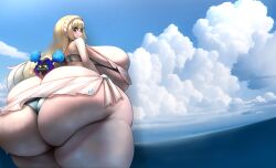 1girls arms_up ass ass_cleavage bikini black_hair blonde_hair bottom_heavy breasts butt_crack cosmog fat fat_woman female game_freak gipehtyboon hi_res hips huge_ass huge_breasts human hyper_ass hyper_breasts light-skinned_female light_skin lillie_(pokemon) long_hair massive_ass massive_breasts nebby_(pokemon) nintendo outdoors pokemon pokemon_(species) pokemon_sm short_hair smile swimsuit thick_ass thick_thighs thighs thunder_thighs top_heavy wide_hips yboon