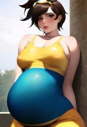 1girls agiloo ai_generated female female_only latex latex_clothing latex_suit nai_diffusion nipples_visible_through_clothing overwatch overwatch_2 pregnant solo stable_diffusion tracer video_games