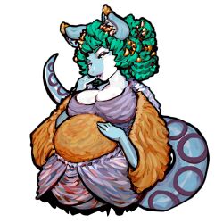 amphibian anthro fantasy flirting_look medieval newt pompetune pregnant pregnant_belly pregnant_female robe scalie