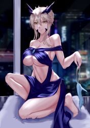 1girls artoria_pendragon artoria_pendragon_(alter) artoria_pendragon_(lancer) big_breasts big_thighs blonde_hair blush breasts fate/grand_order fate_(series) female freed_turing solo