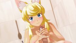 16:9 1boy 1girls 3d animal_ears animated bath bathing bathroom bathtub big_breasts blonde_hair blowjob blue_eyes bouncing_breasts breast_grab breast_massage breast_squeeze breasts censored censored_penis cum cum_in_mouth cum_on_breasts cum_on_face cumshot cumshot_in_mouth dark-skinned_female dark_skin fellatio female game handjob hi_res japanese_dialogue japanese_language large_breasts light-skinned_male liru massage masturbation nipples pink_nipples renkin_san-kyuu_magical_pokaan rubber_duck seismic sound thick_thighs video wide_hips wolf wolf_ears wolf_girl wolf_tail yellow_fur yellow_hair