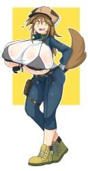 2019 big_breasts dog_girl dog_tail huge_breasts lactation lactation_through_clothes lass_(matsu-sensei) sakanadaze top_heavy