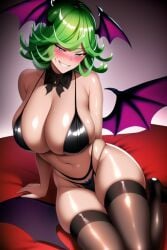 1girls ai_generated alternate_breast_size bat_wings big_breasts bikini black_legwear bra breasts cleavage detached_collar eyelashes eyeliner female female_only green_eyes green_hair head_wings hi_res huge_breasts large_breasts lingerie makeup medium_hair nai_diffusion one-punch_man shiny_hair smile solo stable_diffusion stockings succubus tatsumaki thighhighs thong wide_hips wings