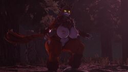 3d_(artwork) anthro ass big_breasts big_female breasts canid canine digital_media_(artwork) female genitals glowing glowing_eyes hi_res looking_at_viewer mammal ok_bruh pussy solo source_filmmaker thick_thighs veronica_(okbruh) warfare_machine were werecanid werecanine werefox