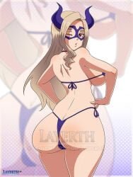 ass bikini blonde_hair brown_eyes bubble_butt huge_breasts layerth looking_at_viewer looking_back mask mount_lady my_hero_academia voluptuous wink yuu_takeyama