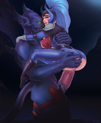 ass_grab balanar_the_night_stalker big_ass big_breasts big_penis blue_skin bodysuit demon dota dota_2 female flustered green_eyes hand_on_ass huge_ass huge_cock large_ass large_breasts large_penis licking_breast light-skinned_female looking_back lost_mom lostmom luna_(dota) male male/female monster muscular muscular_male night_stalker partially_clothed purple_skin silver_hair size_difference stand_and_carry_position standing_sex tail thick_thighs tongue torn_clothes vaginal_penetration