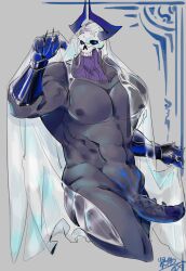 2021 armor bone clothing clx147258 digital_drawing_(artwork) digital_media_(artwork) erection fate_(series) gauntlets genitals glans gloves glowing glowing_eyes handwear hi_res humanoid king_hassan male male_only muscular muscular_male nightmare_husbando nipples penis skull solo spiked_penis spikes spikes_(anatomy) standing