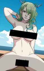 bar_censor beach blackcapbandit bottomless censored ceres_fauna hololive hololive_english hololive_english_-council- hololive_english_-promise- pinup topless virtual_youtuber vtuber