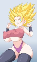 1girls big_areola big_breasts big_nipples breasts caulifla dragon_ball dragon_ball_super erect_nipples erect_nipples_under_clothes female female_focus female_only female_saiyan female_solo hourglass_figure huge_breasts pink_tubetop saiyan solo solo_female solo_focus spiky_hair super_saiyan_2 toshiso tube_top tubetop