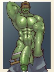 1boy 2d_(artwork) huge_balls huge_cock male male_only muscular_male slime slime_man slime_monster unknown_artist