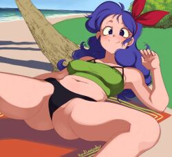 badlavender black_panties blue_eyes blue_hair blush dragon_ball good_launch launch lunch_(dragon_ball) needs_tags panties smile tagme