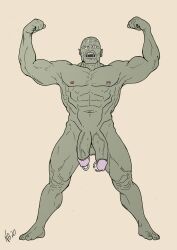 2_penises abs balls biceps big_penis black_eyes diphallia diphallism flaccid flexing genital_piercing genitals hi_res huge_cock humanoid humanoid_genitalia humanoid_pointy_ears male monstrous_humanoid multi_genitalia multi_penis muscular muscular_male navel nicolas_brunet nipple_piercing nipples not_furry nude ogre open_mouth pecs penis penis_piercing piercing prince_albert_piercing roaring simple_background solo solo_male standing teeth tusks vein veiny_penis