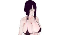 big_breasts bikini black_hair dark_hair female girl glasses hair koikatsu light-skinned pale-skinned yellow_eyes