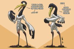 4_fingers 4_toes anthro ass avian balls bassybefuddle bird crane_(bird) dreamworks erection feet fingers genitals gruiform kung_fu_panda male master_crane model_sheet nipples nude penis solo toes wings