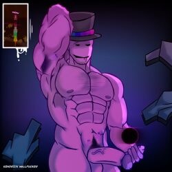 arm_behind_back armpit armpit_hair bara drooling juke's_towers_of_hell kendrick_nsfw killbricks male male_only muscular muscular_male pubic_hair purple_skin roblox roblox_game robloxian towerhuman_(jtoh) what