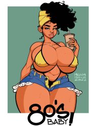 1girls big_breasts bikini black_hair dark-skinned_female dark_skin huge_breasts magnummarker original original_character shoulder_tattoo tattoo tattoo_on_shoulder