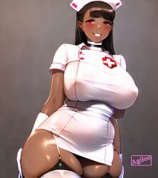 agiloo ai_generated dark-skinned_female dark_skin female female_only happy latex latex_clothing latex_gloves latex_stockings latex_suit medical nai_diffusion nurse nurse_uniform stable_diffusion sweat sweatdrop voluptuous