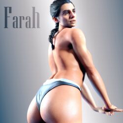 3d ass big_nose black_hair braided_hair call_of_duty claudia_doumit farah_karim female female_only flickytuts human middle_eastern modern_warfare mostly_nude nail_polish no_bra panties persian_female solo