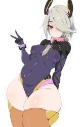 bottom_heavy breasts latex peace_sign segiri_(xenoblade) thick_thighs wide_hips xenoblade_(series) xenoblade_chronicles_3