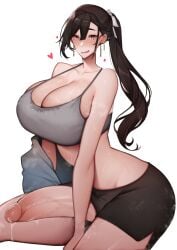 1futa breasts brown_hair cleavage clothed clothing erection futa_only futanari hi_res hips huge_breasts huge_cock human light-skinned_futanari light_skin long_hair long_ponytail mostly_clothed niwada_(unbeller) oc original original_character penis penis_through_leghole ponytail precum sitting solo sports_bra sportswear sweaty_body thick_thighs thighs unbeller wide_hips