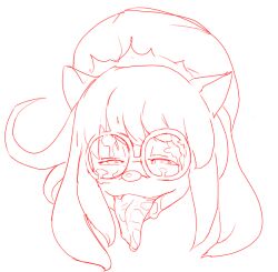 ahe_gao artist_request bedroom_eyes cheadle_yorkshire cum cum_in_mouth cum_on_face cum_on_glasses fake_animal_ears glasses hunter_x_hunter monochrome not_furry sketch tagme