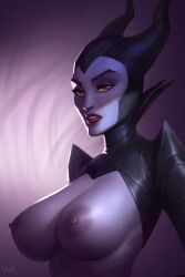 1girls big_breasts breasts clenched_teeth disney disney_villains fake_horns female_only hood horned_headwear horns large_breasts lips lipstick maleficent nipples shrug_(clothing) simple_background sleeping_beauty_(1959_film) solo teeth topless ullr upper_body witch yellow_sclera