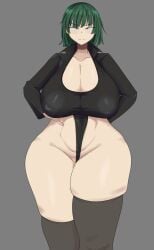 1girls amaterart angry angry_face areola_bulge bangs belly big_breasts big_thighs blush bob_cut breasts busty cleavage clothed clothing curvaceous curvy curvy_body curvy_female curvy_figure curvy_hips dark_green_hair dress eye_contact eyelashes female female_focus female_only fringe front_view fubuki_(one-punch_man) green_eyes green_hair grey_background hand_on_hip hands_on_hips hips hourglass_figure huge_breasts large_breasts large_thighs legs light-skinned_female light_skin looking_at_viewer medium_hair navel one-punch_man shiny_skin short_hair slim slim_waist small_clothes solo solo_female solo_focus stomach thick thick_legs thick_thighs thigh_squish thighhighs thunder_thighs tight_clothing toned toned_body toned_female toned_stomach topwear venus_body voluptuous waist wide_hips