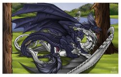 2022 asian_mythology black_body black_hair black_scales claws colored cuntboy cuntboy_sans_balls dark_dragon detailed detailed_background detailed_scales digital_drawing_(artwork) digital_media_(artwork) dragon duo feathered_diva feet female female_penetrated feral forest forest_background genitals grass hair herm herm/female herm_penetrating herm_penetrating_female hermaphrodite hi_res horn intersex intersex/female intersex_penetrating intersex_penetrating_female laying_on_ground long_hair long_tail lying male maleherm membrane_(anatomy) membranous_wings multi_genitalia mythology nature nature_background on_back penetration penile penile_penetration penis penis_emerging_from_pussy penis_in_pussy pink_penis plant pussy river saphira_fafnar scales sex shaded spread_wings toe_claws toes tree vaginal_penetration white_body white_scales wings