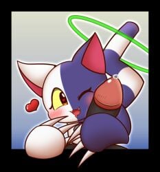 bodily_fluids domestic_cat felid feline felis female genital_fluids genitals hi_res klonoa klonoa_(series) koufun male mammal penis penis_on_face precum tat_(klonoa) video_games