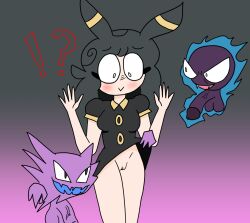 ! !? 1girls 2boys ? alternate_hair_color ambiguous_gender black_dress black_hair blush candyevie dealkdoodles dress dress_lift female gastly ghost_penis haunter imminent_pokephilia imminent_sex imminent_threesome luvie male no_panties penis pokémon_(species) pokemon pussy shiny_gastly shiny_haunter shiny_pokemon surprised surprised_expression tagme veiny_penis youtube youtuber